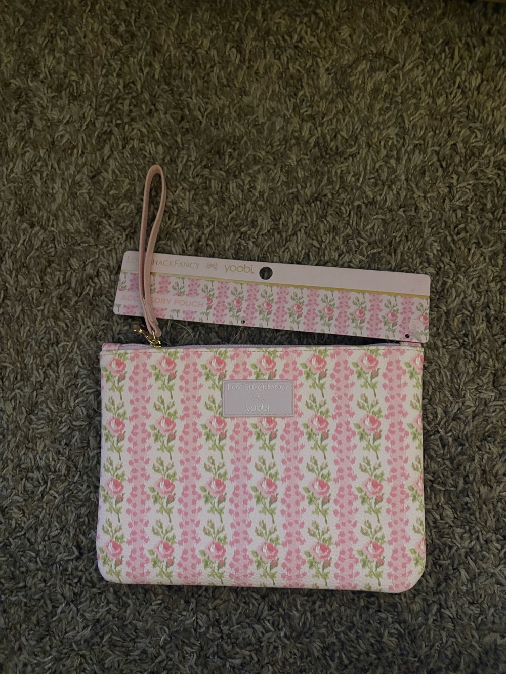 LoveShackFancy Pink & Green Floral Wristlet Pouch